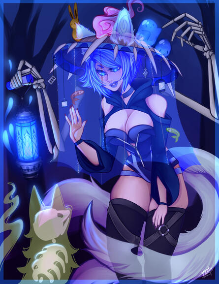 Amanozako Thigh Up Painted + Background